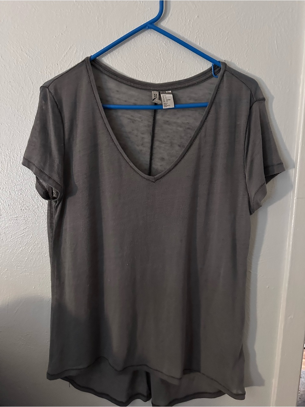 Divided Gray V-Neck Short Sleeve Tee
